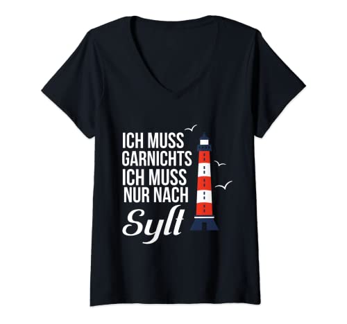 Damen Sylt Tshirt Westerland Norderney Nordsee Ostsee Helgoland T-Shirt mit V-Ausschnitt von Sylt Tshirt Nordsee Ostsee Westerland Helgoland