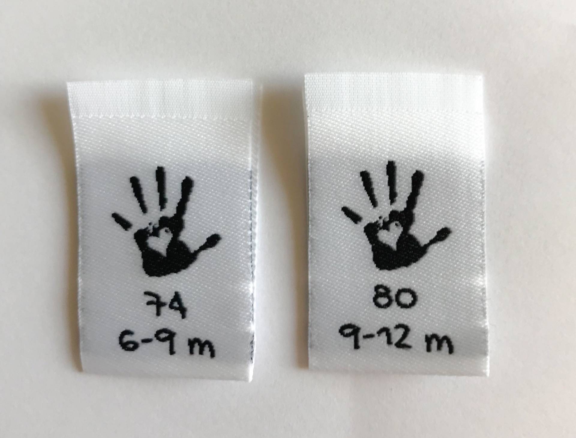 10 Gewebte Grössenetiketten Baby Handmade Mix Je 5 Label in Gr.74 & Gr.80 von SylterNaehkultur
