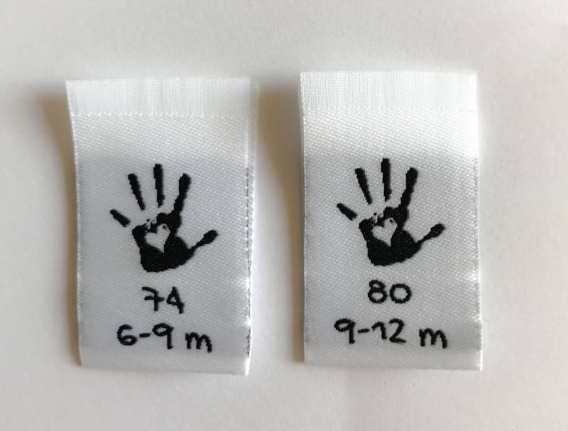 10 Gewebte Grössenetiketten Baby Handmade Mix Je 5 Label in Gr.74 & Gr.80 von SylterNaehkultur