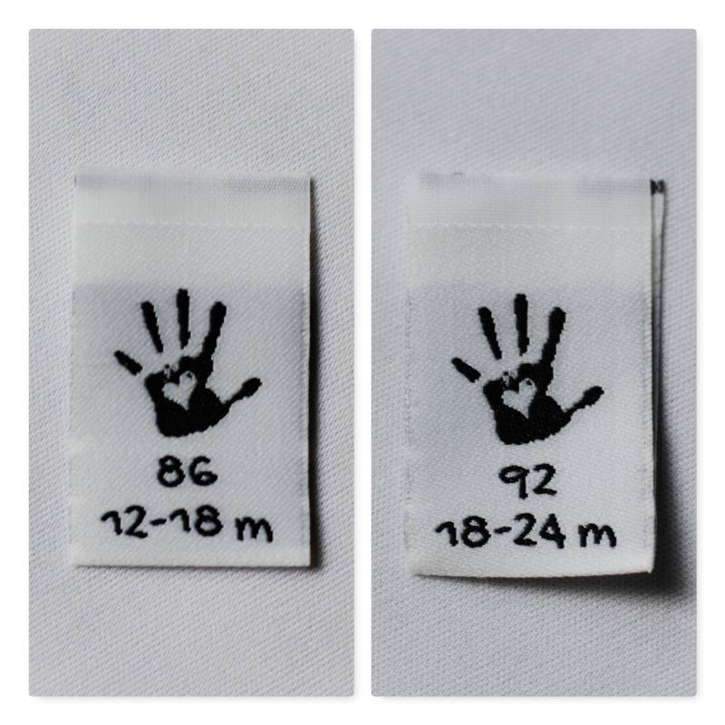 10 Gewebte Grössenetiketten Für Kinderkleidung Handmade Mix Je 5 Label in Gr.86 & Gr.92 Kein Ausbleichen Der Schrift Da Webetiketten von SylterNaehkultur