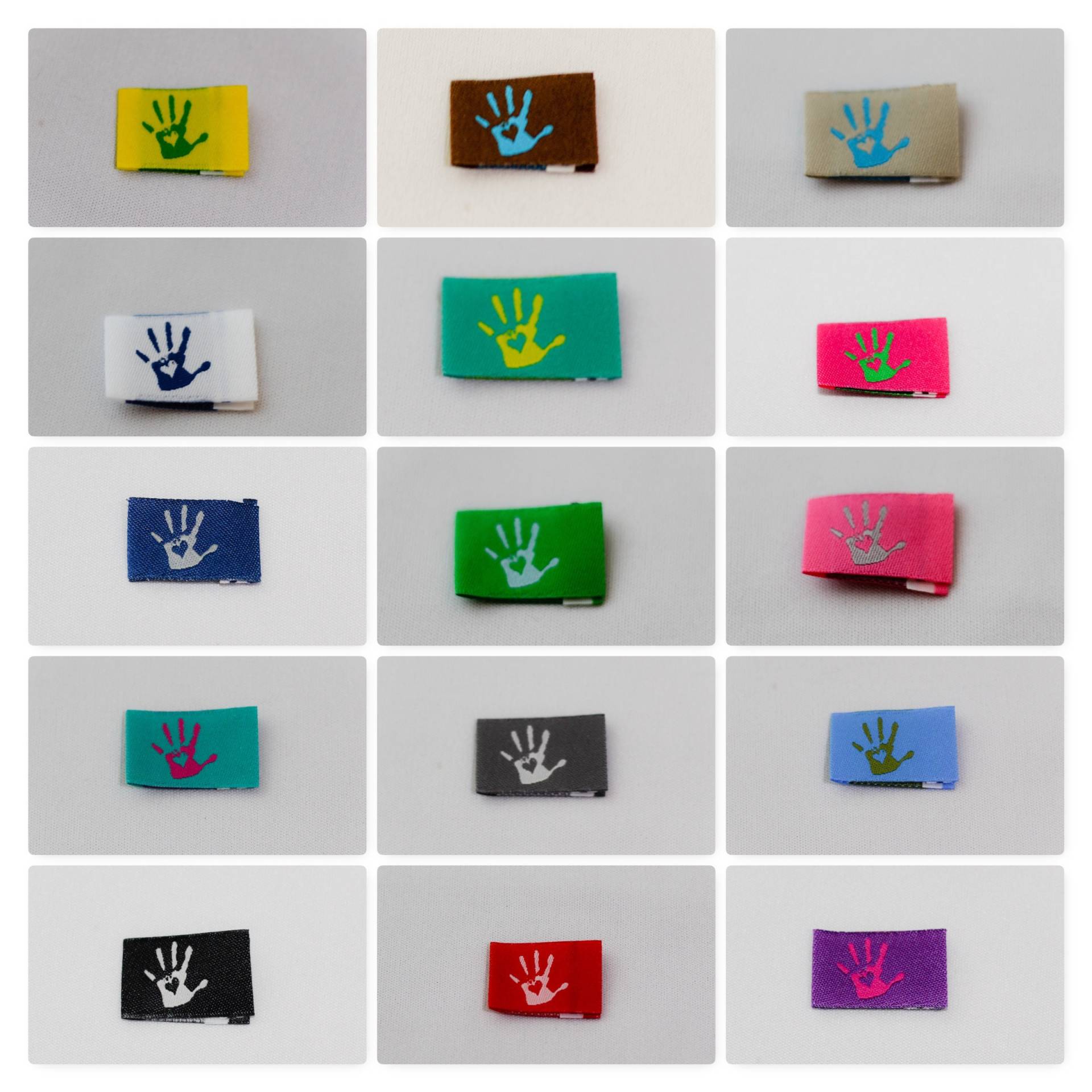 10 Handmade With Love Labels Gefaltetete Webetiketten 15 Farben Wählbar Stricketiketten, Kleideretiketten, Etiketten Zum Annähen von SylterNaehkultur