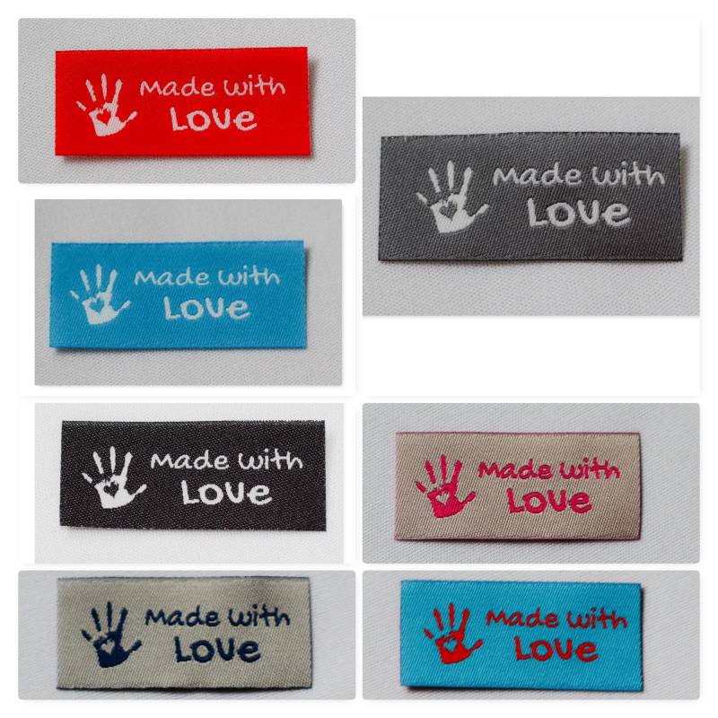 10 Handmade With Love Labels Webetikett - Webetiketten, Kleiderlabel, Stricketikett von SylterNaehkultur