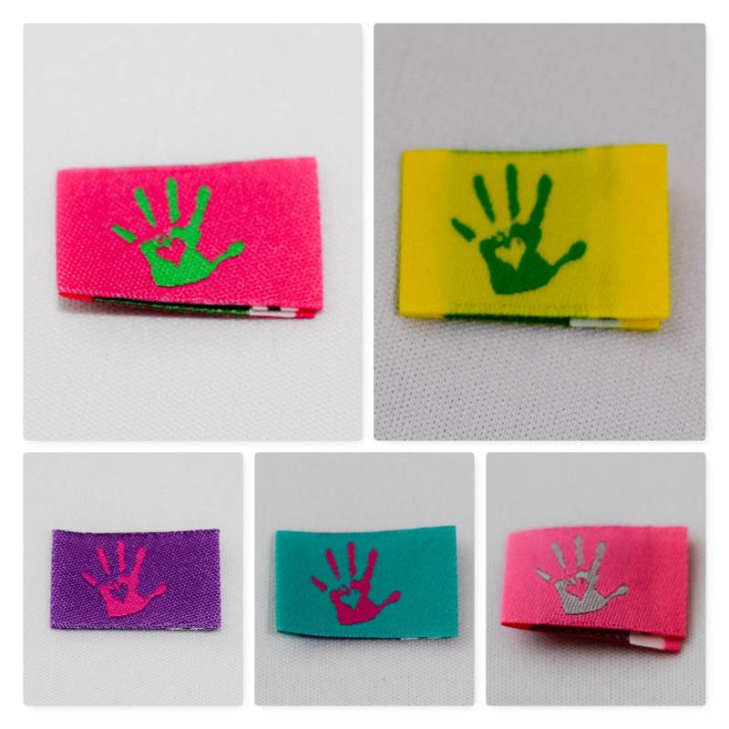 10 Handmade With Love Webetiketten Mixpaket Knallbunt Labels Webetikett Kleideretiketten Stricketiketten von SylterNaehkultur