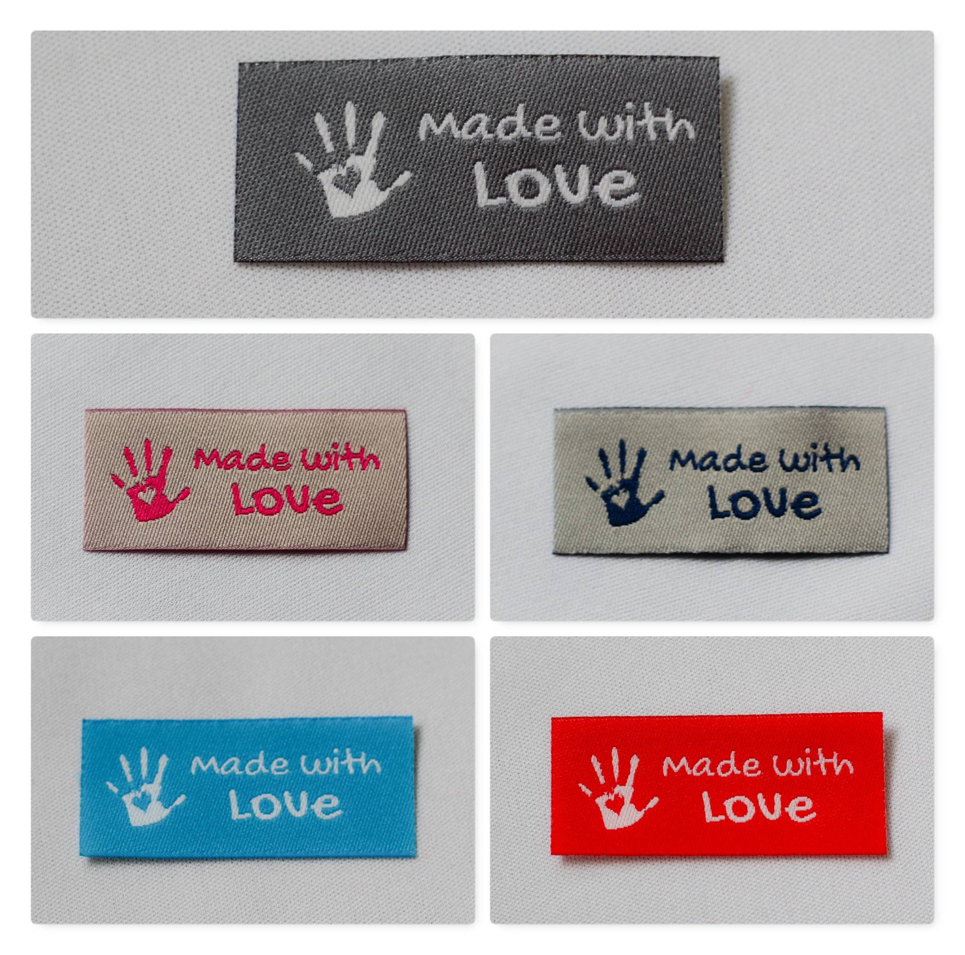 20 Made With Love Label Mix Aufnäher in Verschiedenen Farben Als Mixpaket von SylterNaehkultur