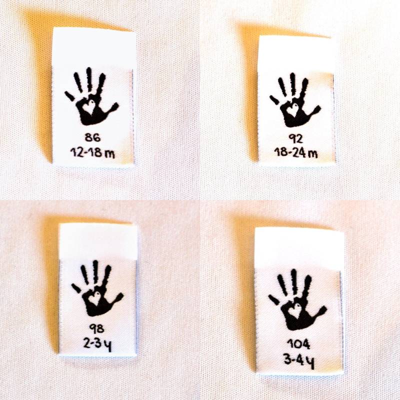 40 Gewebte Grössenetiketten Baby Kinder Handmade Grössen Label 86 - 104 12 Monate 4 Jahre Kein Ausbleichen Der Schrift Da Webetiketten 40 Gewebte Grössenetiketten Baby Kinder Handmade Grössen Label 86 - 104 12 Monate 4 Jahre Kein Ausbleichen Der Schrift Da Webetiketten von SylterNaehkultur