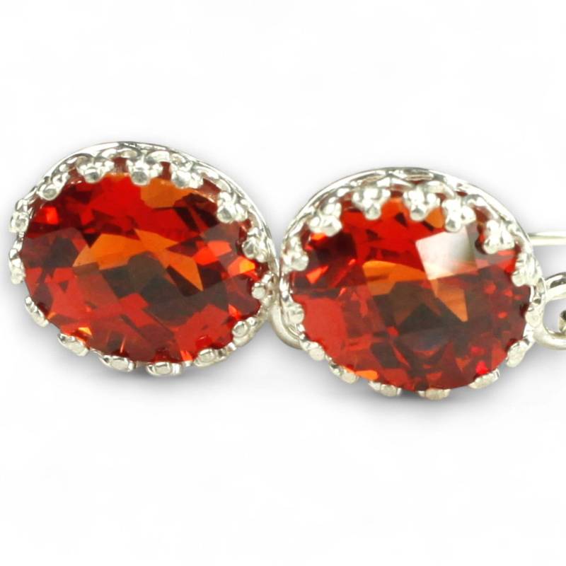 Padparadscha Sapphire, 925 Sterling Silber Krone Bezel Ohrhänger, Se109 von SylvaRocks2