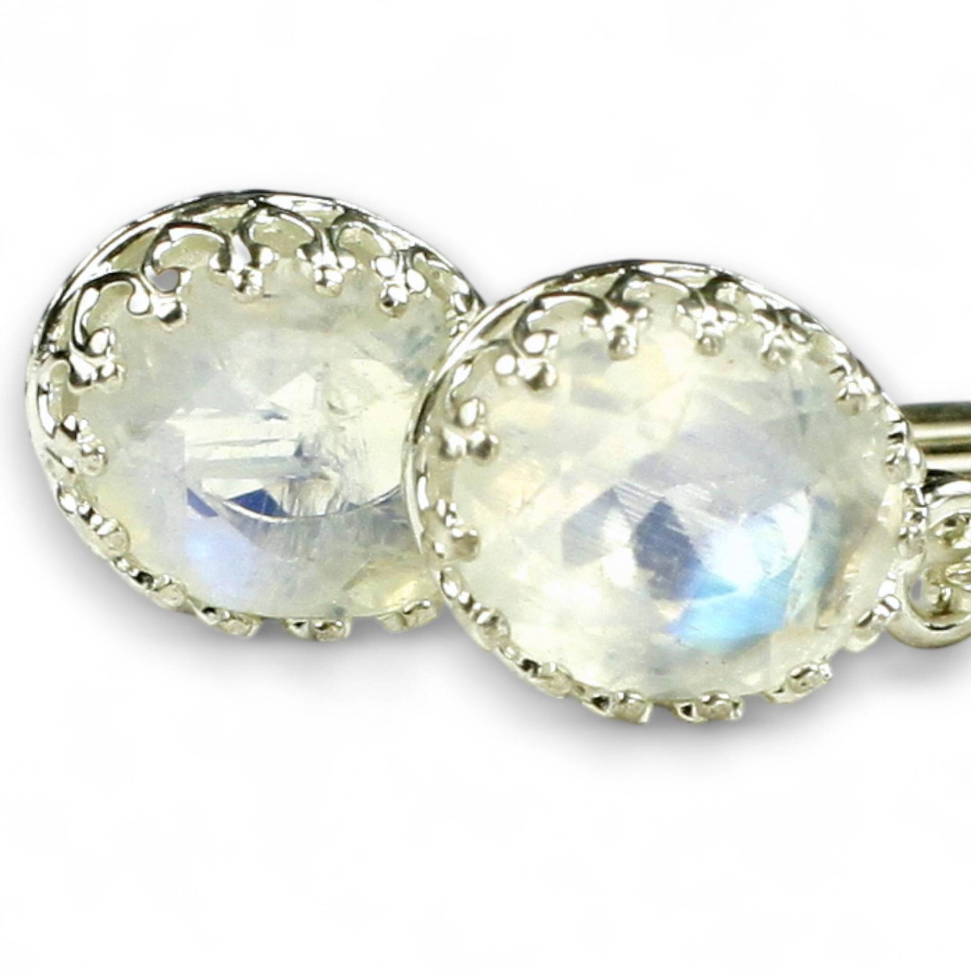 Regenbogen Mondstein, 925 Sterling Silber Kröne Bezel Ohrringe, Se109 von SylvaRocks2