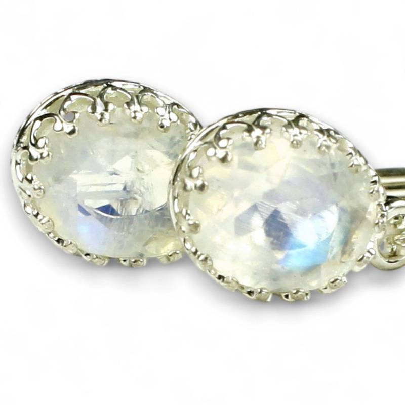 Regenbogen Mondstein, 925 Sterling Silber Kröne Bezel Ohrringe, Se109 von SylvaRocks2