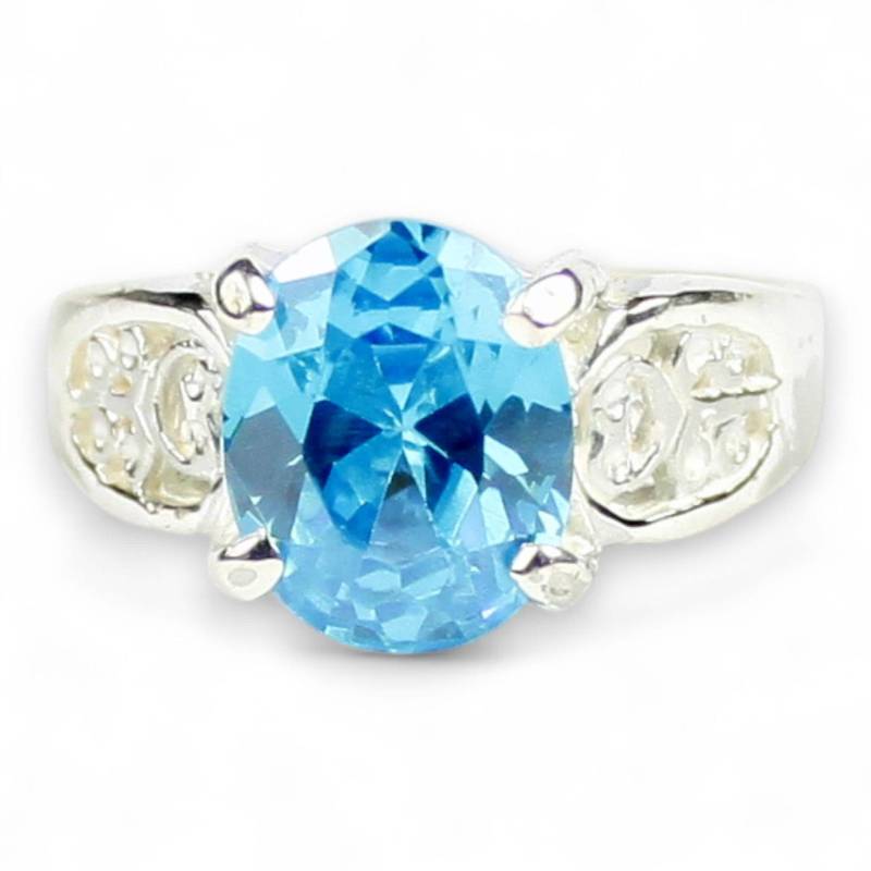 Swiss Blue Cz, 925 Sterling Silber Damenring, Sr369 von SylvaRocks2