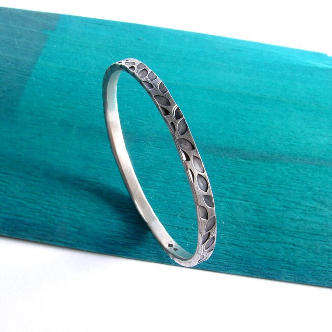 Blatt Muster Silber Armreif Blatt Muster Silber Armreif von SylvaineJewellery
