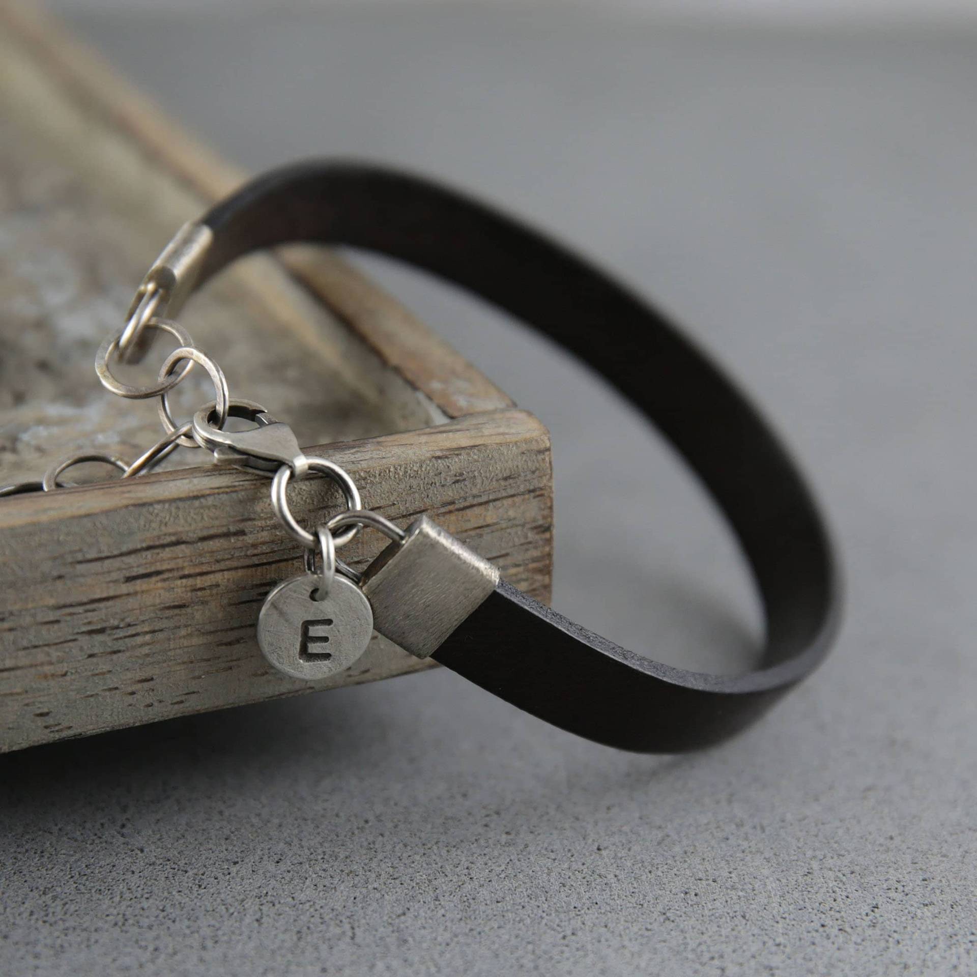 Herren Lederarmband Sterling Silber Verschluss, Personalisiertes Anfangsgeschenk von SylviaArtGallery