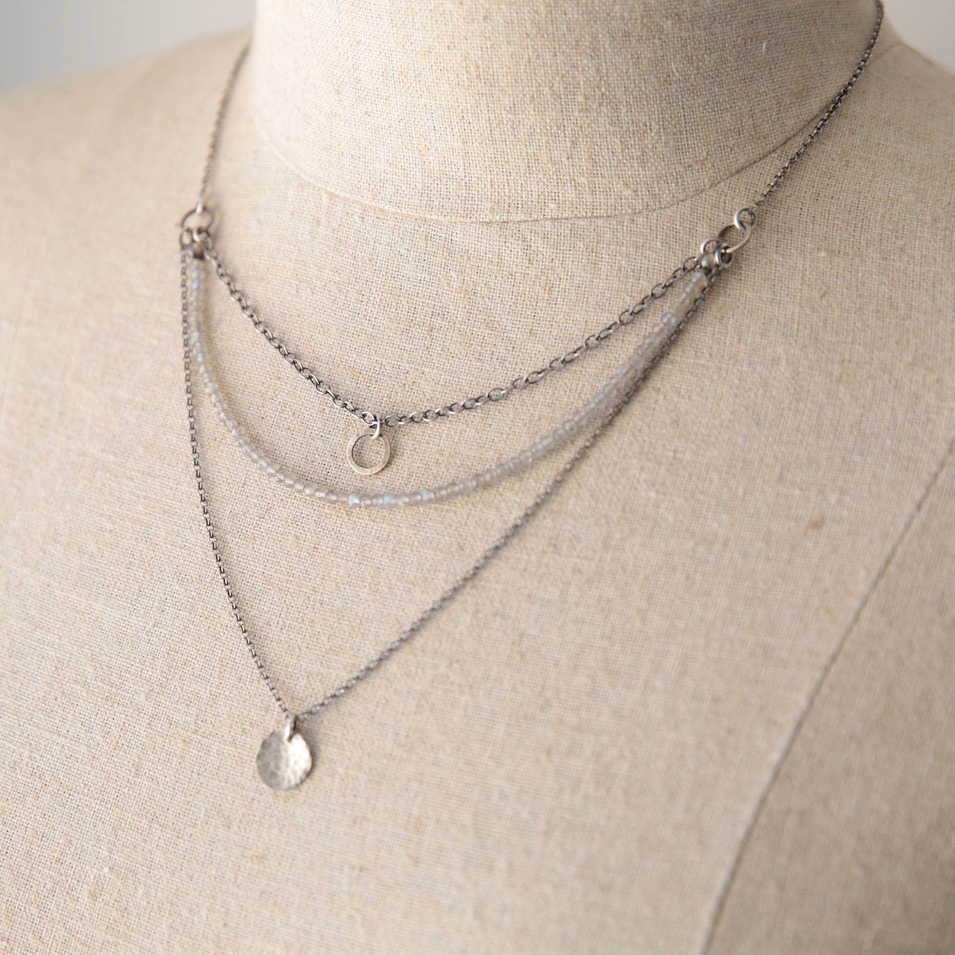 Labradorit Halskette, Boho Schmuck, Halskette Geschenk Für Sie, Frauen, Multistrand Silber von SylviaArtGallery