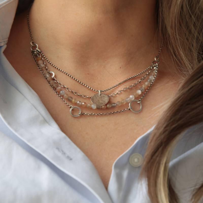 Layered Halskette Set, Jetzt Im Trend Mondstein Und Sterling Silber Halskette, Boho Für Frauen, Handgemachte Mode von SylviaArtGallery