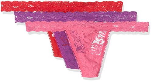 Sylvie Flirty Lingerie Damen String Abby 3er Pack, Purple/Pink/Rot, One Size von Sylvie Flirty Lingerie