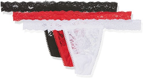 Sylvie Flirty Lingerie Damen String Abby 3er Pack, Rot/Schwarz/Weiß, One Size von Sylvie Flirty Lingerie