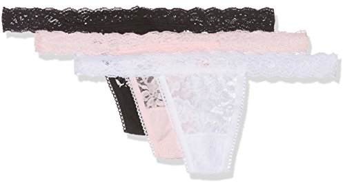 Sylvie Flirty Lingerie Damen String Abby 3er Pack, Schwarz/Weiß/Rosa, One Size von Sylvie Flirty Lingerie