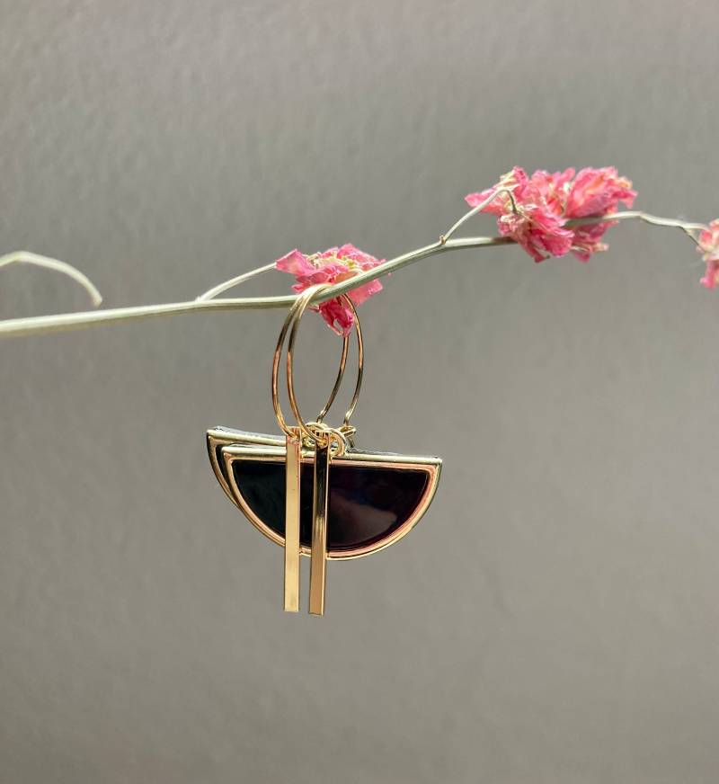 Ohrringe Clay Polymer Schwarz Gold Creolen Ohrringe Clay Polymer Schwarz Gold Creolen von SylvisAccessoires