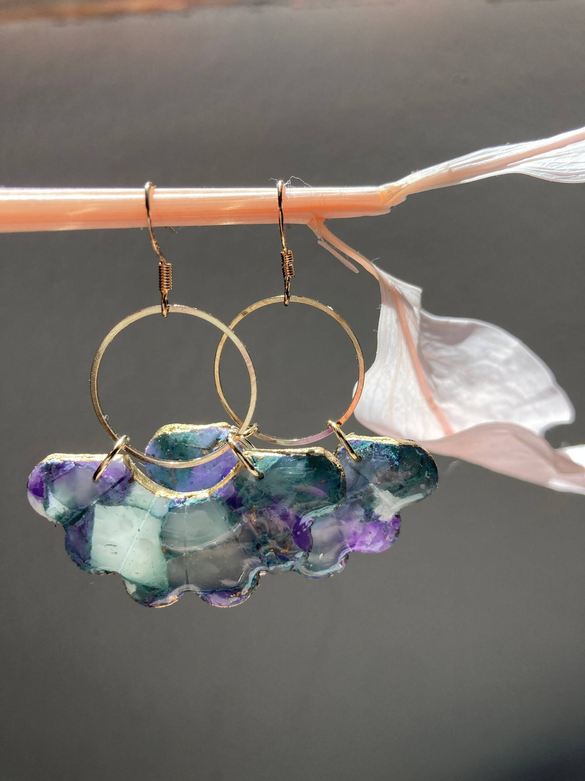 Ohrringe Translucent Mint Flieder Ohrringe Translucent Mint Flieder von SylvisAccessoires