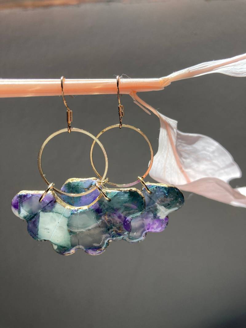 Ohrringe Translucent Mint Flieder Ohrringe Translucent Mint Flieder von SylvisAccessoires