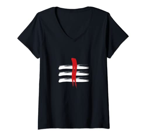 Damen Shiva Tripundra Shivaya T-Shirt mit V-Ausschnitt von Symbol of Lord Shiva Mantra