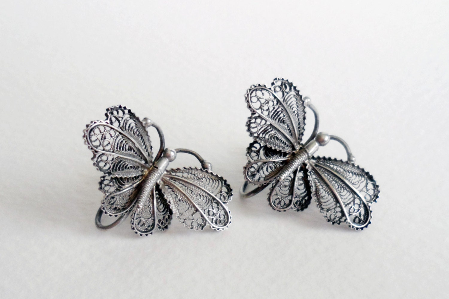 Circa 1950Er Jahre 835 Silber Schmetterling Schraubverschluss Ohrringe von SymbolandMagic