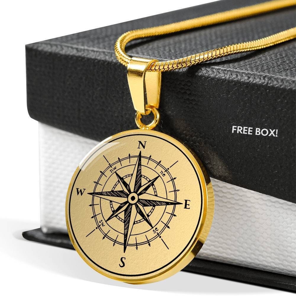 Compass Halsketten-Anhänger Schmuck Mit Gravur Geschenk Charm Gold von SymbolicPresent