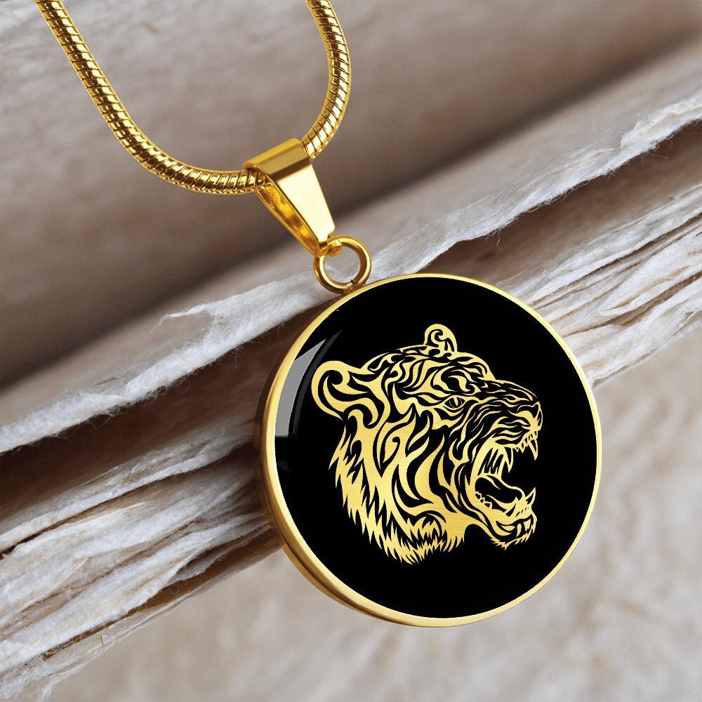 Gold Tiger Halskette Anhänger Schmuck Charm Kette Silber von SymbolicPresent