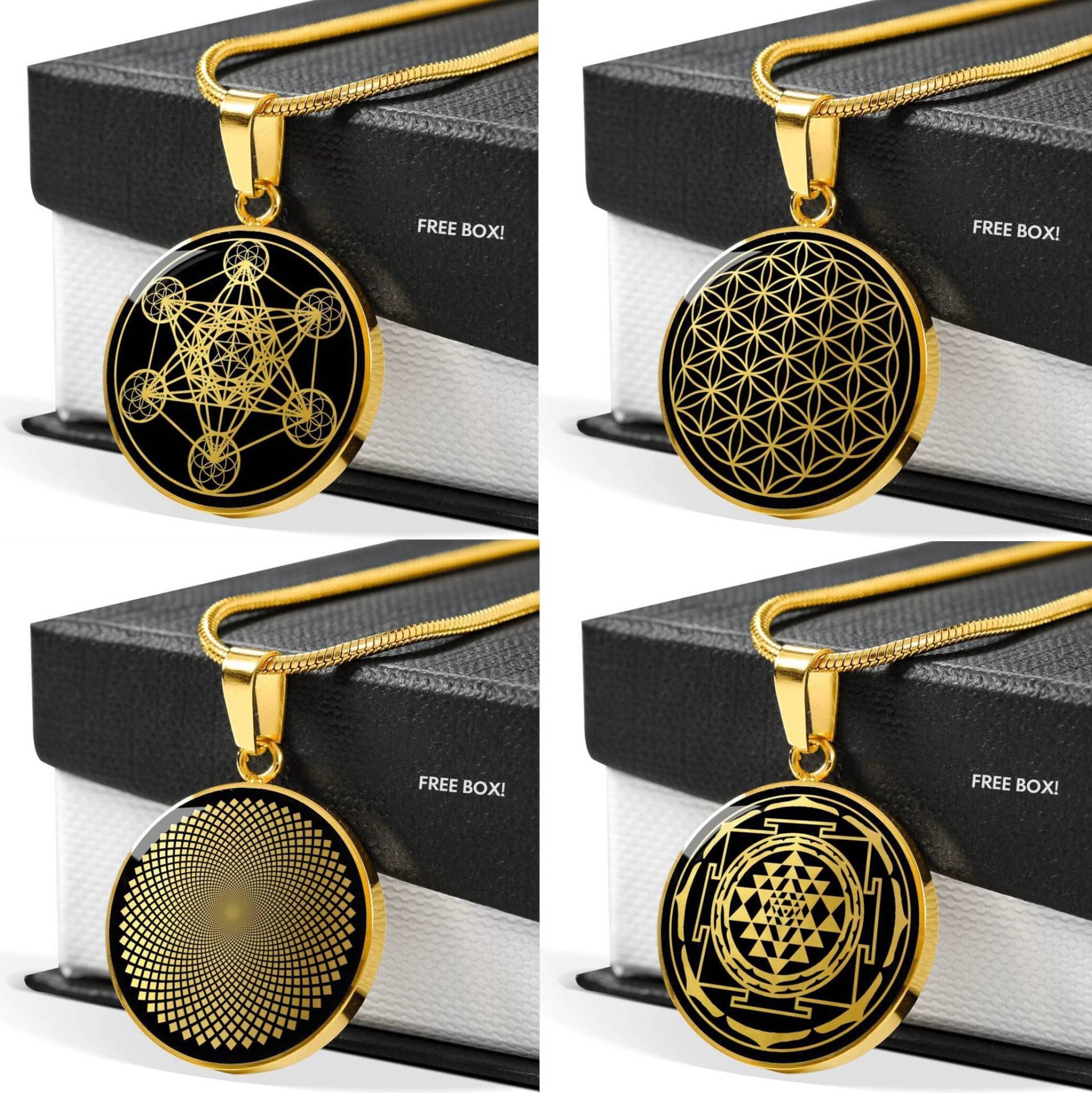 Heilige Geometrie Schmuck Set Halskette Amulett Talisman Anhänger von SymbolicPresent