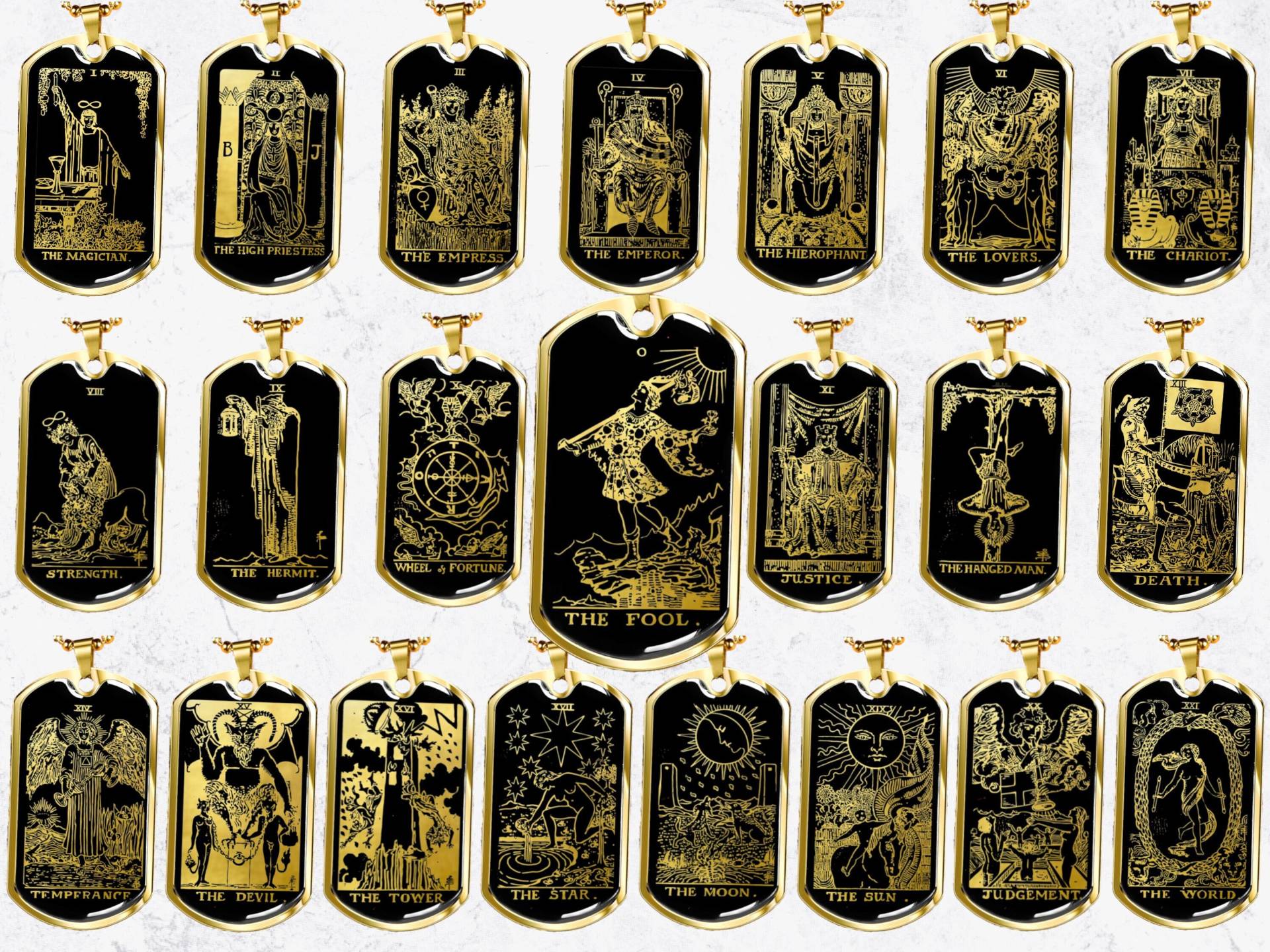 Tarot Halskette Schmuck Karte Anhänger Gold Silber Charm von SymbolicPresent