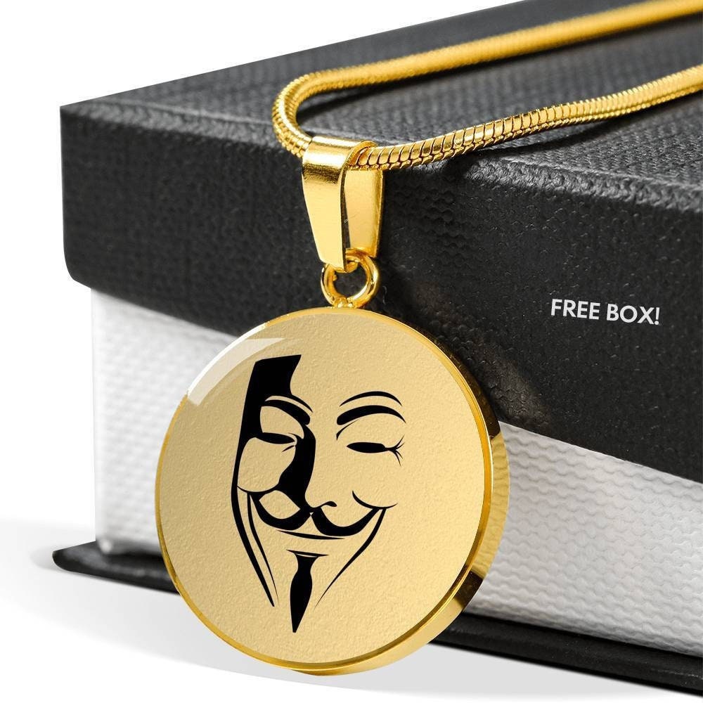 V Wie Vendetta Halskette Anonymous Anhänger Schmuck Guy Fawkes Maske Charm Geschenk von SymbolicPresent