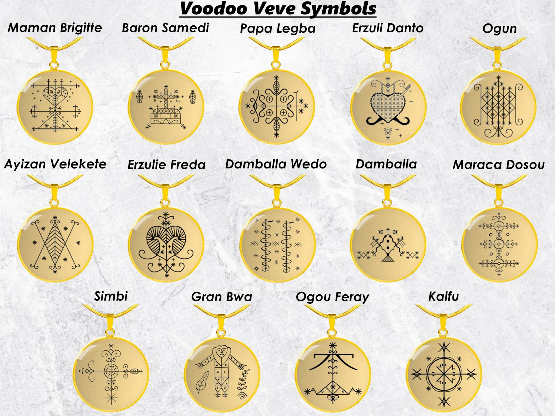 Voodoo Veve Halskette Schmuck Vodou Anhänger Amulett Talisman Charme von SymbolicPresent
