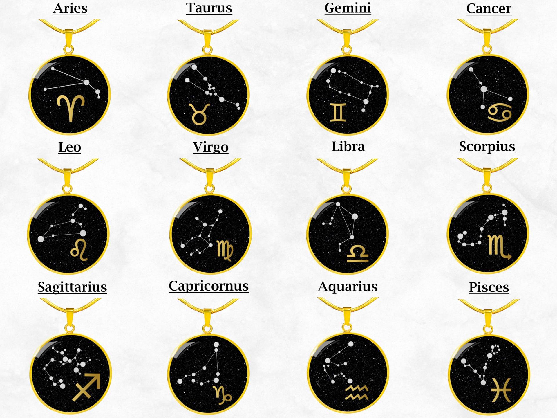 Zodiac Sternzeichen Halskette Astrologie Constellation Schmuck Anhänger Gold Silber Geschenk von SymbolicPresent