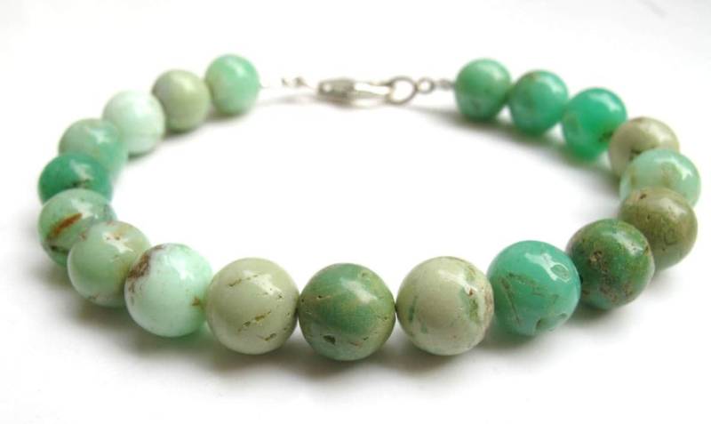 Wilde Grüne Türkis Perlen Silber Armband Naturedelstein Große Schwere Männer Frauen Perle Gem von Symbolinajewelry