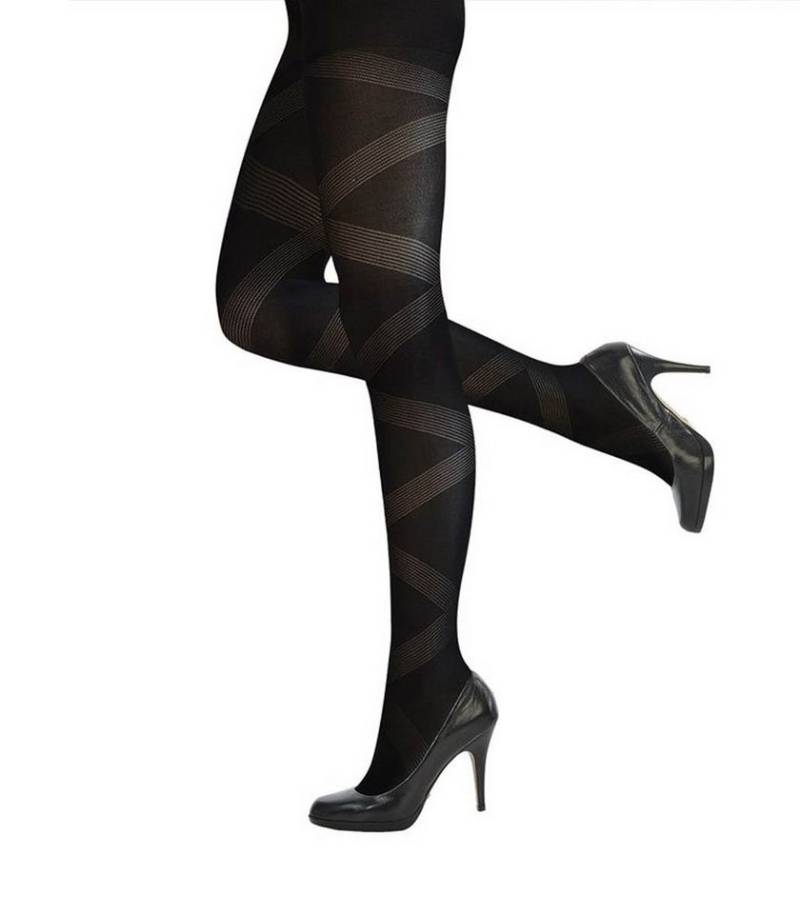 Sympatico Feinstrumpfhose mit Streifen ARIELLA schwarz-L 60 DEN (1 St. 1er-Pack) Semi-blickdicht & matt von Sympatico