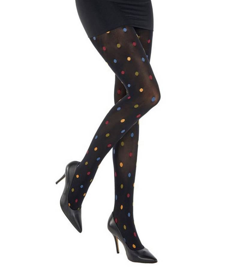 Sympatico Feinstrumpfhose mit bunten Punkten DOTTY 80 DEN (1 St. 1er-Pack) Blickdicht, matt von Sympatico