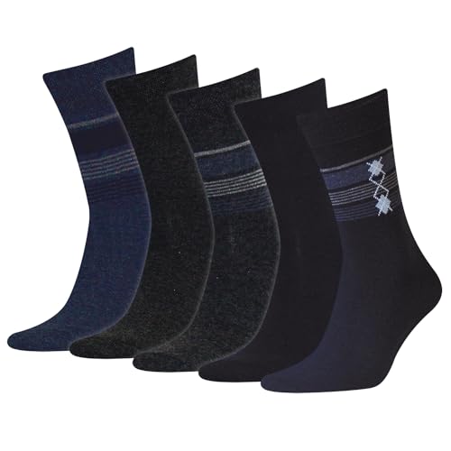 Sympatico Herren Socken 5er-Pack S42774, Größe:43-46, Farbe:schwarz/anthrazit/marine/jeans (07) von Sympatico