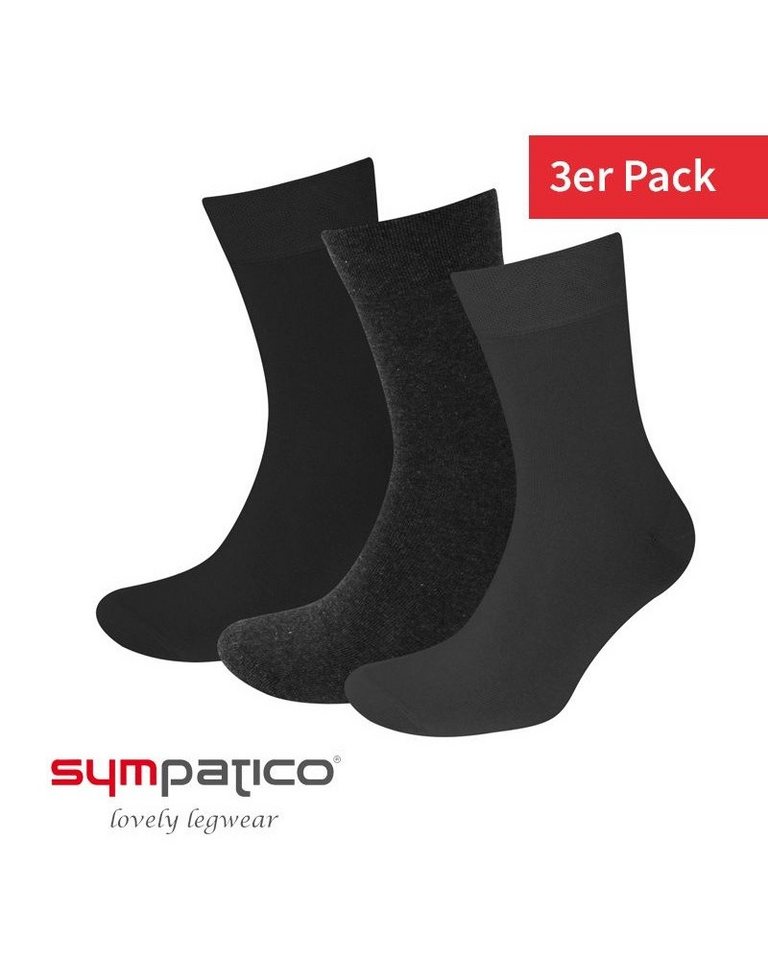 Sympatico Socken Tagessocke Basic Line (Baumwolle) anthrazitgrau/schwarz - 3 Paar von Sympatico