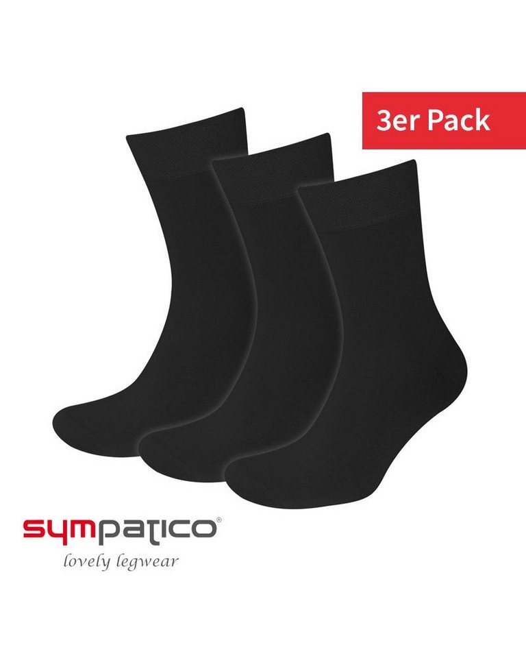 Sympatico Socken Tagessocke Basic Line (Baumwolle) schwarz - 3 Paar von Sympatico