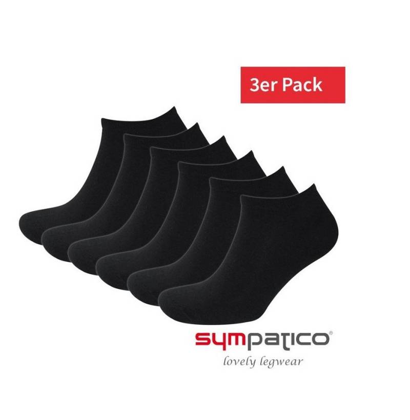 Sympatico Socken Tagessocke Sneaker Basic Line (Baumwolle) schwarz - 3 Paar von Sympatico