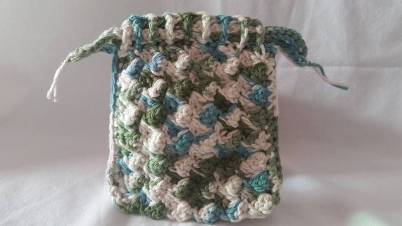 Jäger Grün - Seegrüner Seifensack/Waschlappen Strickwaschlappen Baumwolle von SymphlCreations