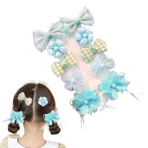 10 Stück Baby Mädchen Haarspangen, Baby Haarschleifen Haarschmuck Mädchen Bunt Haargummis Haarbögen Pferdeschwanzhalter Haarnadeln für Kleinkinder Kinder (Baby Blau) von Symphonyw