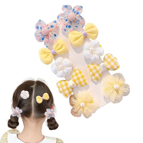 10 Stück Baby Mädchen Haarspangen, Baby Haarschleifen Haarschmuck Mädchen Bunt Haargummis Haarbögen Pferdeschwanzhalter Haarnadeln für Kleinkinder Kinder (Gelb) von Symphonyw