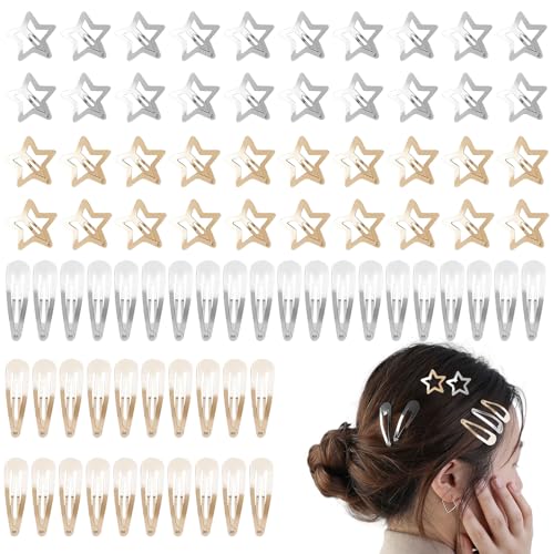 80 Stück Stern Haarspangen, Metall Schnappverschluss kleine Haarspangen, Haar Accessoires Rutschfeste Stern Haar Clips für Mädchen, Kinder und Damen (Gold+Silber) von Symphonyw