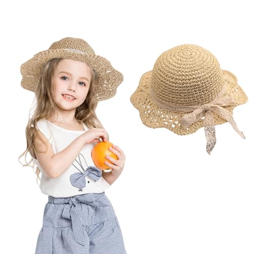 Baby Strohhut, Mädchen Sommer Kinder Strandhut mit Bogen Faltbar Sonnenhut… von Symphonyw