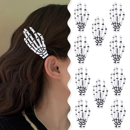 Gothic Halloween Haarschmuck, 10 Paar Totenkopf Hand Haarspange, Hände Knochen Halloween Haarspangen Haar Zubehör für Mädchen von Symphonyw
