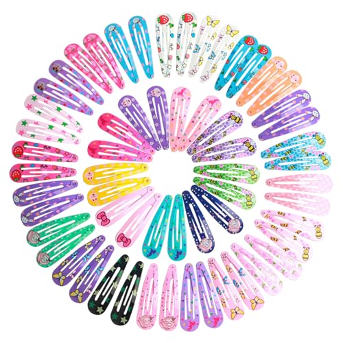 Haarspangen Mädchen, 100 Stück 5cm No Slip Bunte Metall Haarspangen, Snap Haarschmuck Haarstyling Zubehör für Kleinkinder Kinder Mädchen Frauen von Symphonyw