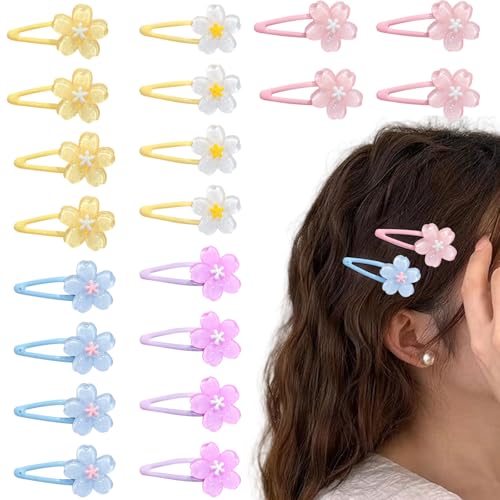 Haarspangen Mädchen, 20 Stück Metall Snap Haarklammern Kinder Bunte Haarclips Haarschmuck für Mädchen, Kinder und Damen (20 Stück Blumen-Haarspangen) von Symphonyw