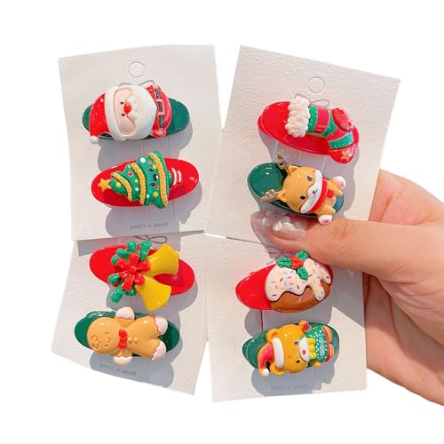 Haarspangen Weihnachten, 8Stk Mädchen Glitzer Haarschmuck, Weihnachtsbaum Santa Rentier Haarclips für Kinder Mädchen Damen Weihnachts Party Weihnachtsschmuck Haarnadeln Haarreif von Symphonyw