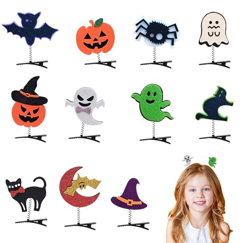 Halloween Haarspangen Set, 11 Stk Geist Kürbis Fledermaus Haarklammer, Halloween Haar Zubehör für Mädchen Haarschmuck von Symphonyw