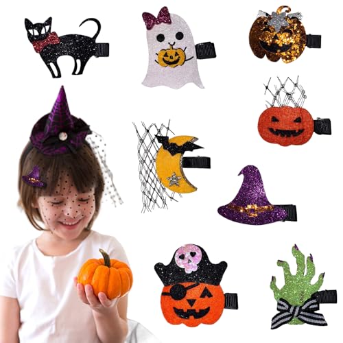 Halloween-Haarspangen für Mädchen und Frauen, 8 Stück Kürbis Katze Mond Geist Haarspangen Halloween Cosplay Kostümzubehör für Kinder Mädchen und Frauen von Symphonyw